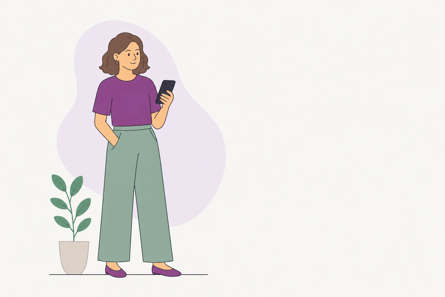 Abstrakte Illustration einer Person, die am Smartphone eine Zugangsanfrage vorbereitet.